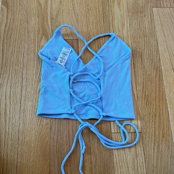 Blue Open-Back Crop Top - Picture 2 of 2